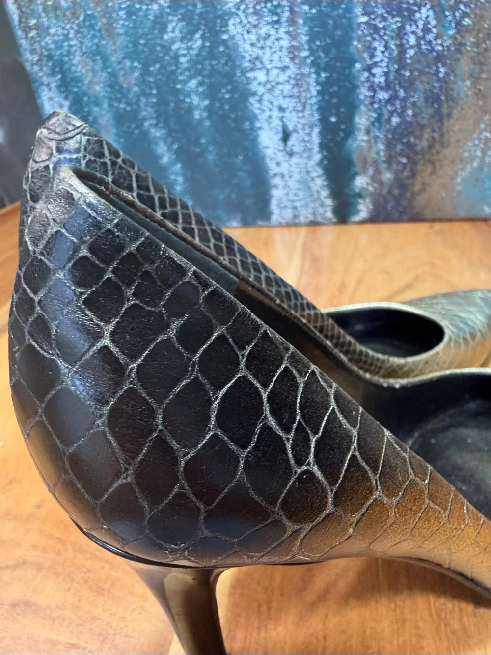 Nine West 2010s Classic Ombré Snakeskin Leather Pumps Heels 8.5 (GUC)